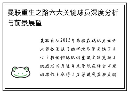 曼联重生之路六大关键球员深度分析与前景展望